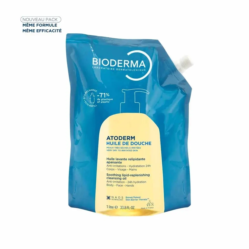 Bioderma Atoderm Huile de Douche Eco-Recharge Peaux Sèches et Très Sèches 1L