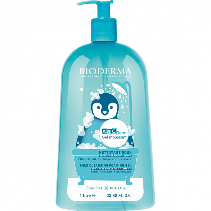 ABCDERM - Gel Moussant Nettoyant Doux Bébés et Enfants - Visage, Corps et Cheveux - Peaux Sensibles